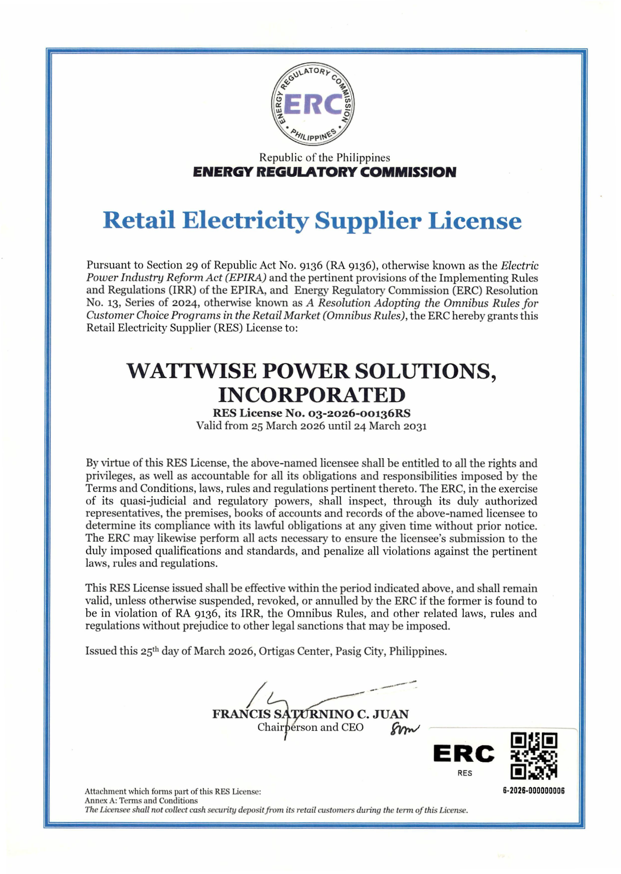 Wattwise ERC License